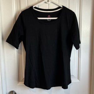 Nwot Isaac Mizrahi Live! Essentials Pima Cotton Tee Pitch Black Elbow Sleeve M